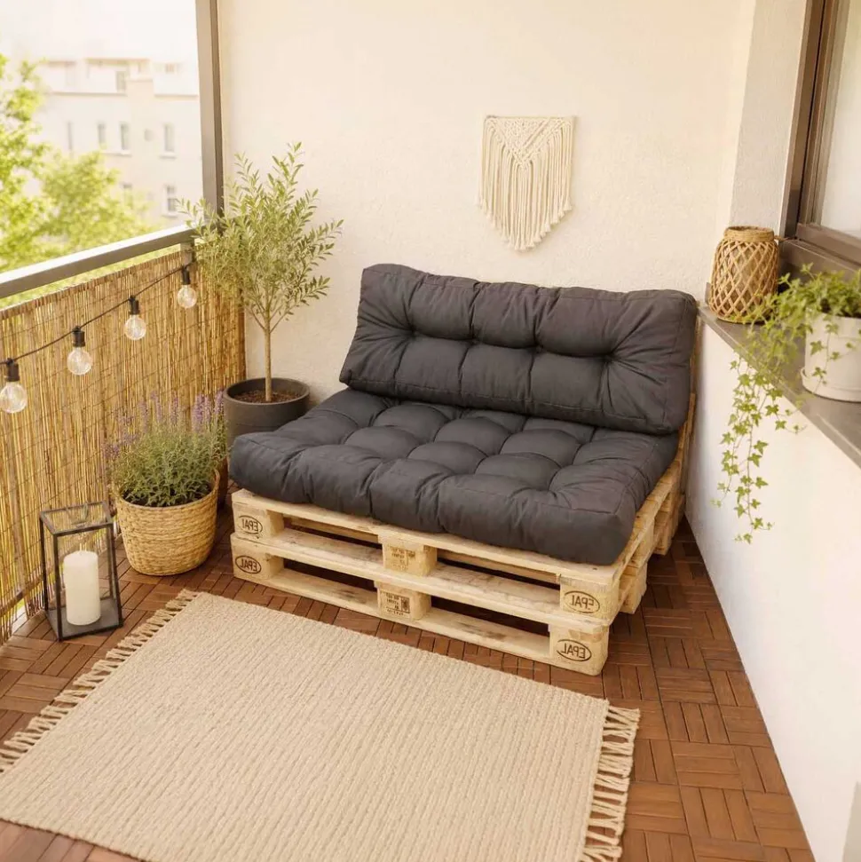 Komplet 2 poduszek ogrodowych na paletę Sun Garden, antracytowe