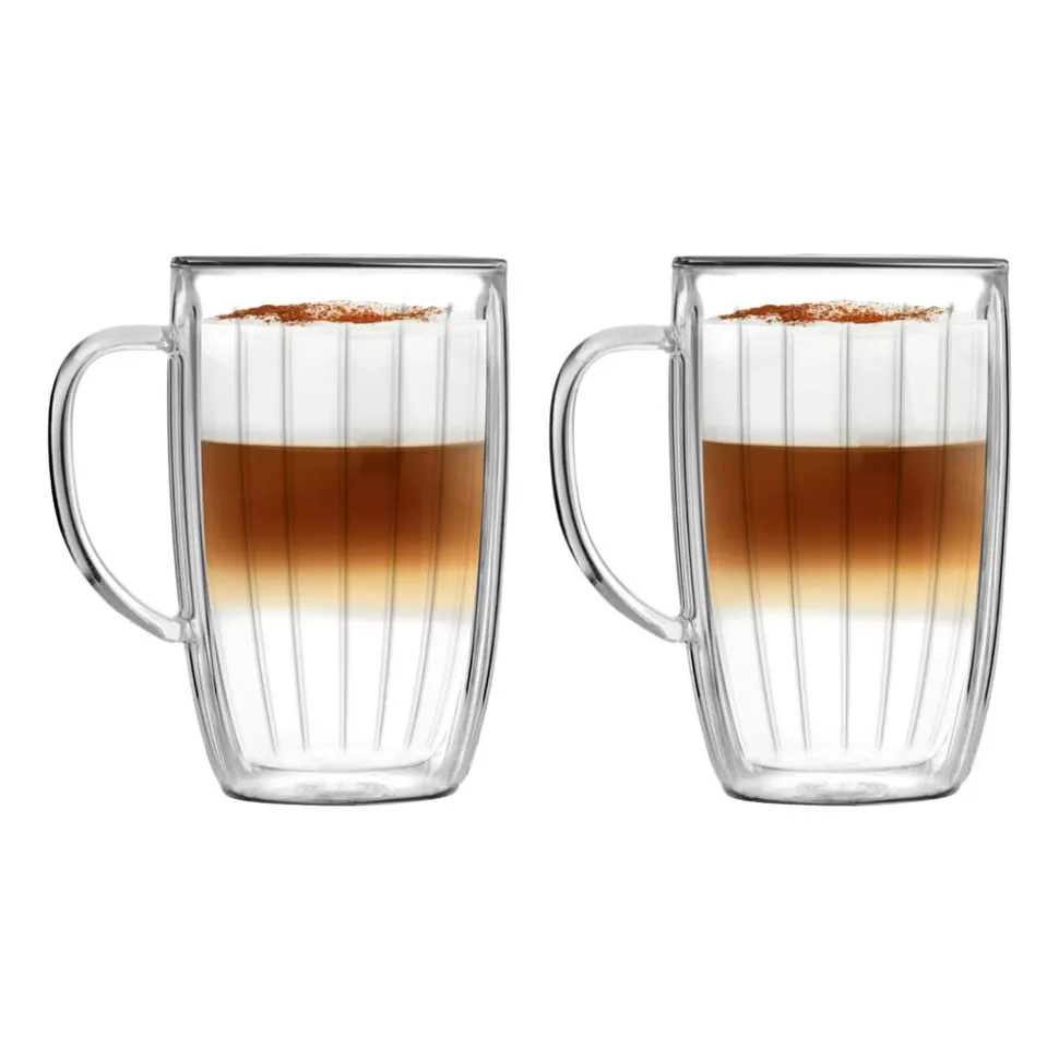 Komplet 2 szklanek termicznych wysokich z uchem Vialli Design Tulip, 350 ml, z podwójną ścianką