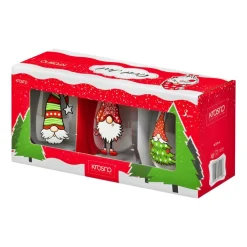 Komplet 3 szklanek świątecznych Krosno God Jul, skrzaty, 500 ml