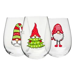 Komplet 3 szklanek świątecznych Krosno God Jul, skrzaty, 500 ml