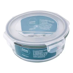 Komplet 2 szklanych pojemników Altom Design, 950 ml, 2 komory, okrągłe