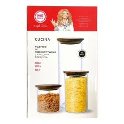 Komplet 3 szklanych pojemników borokrzemowych MG Home Cucina