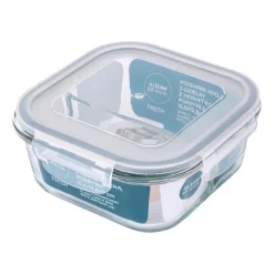 Komplet 2 szklanych pojemników Altom Design, 750 ml, 2 komory, kwadratowe