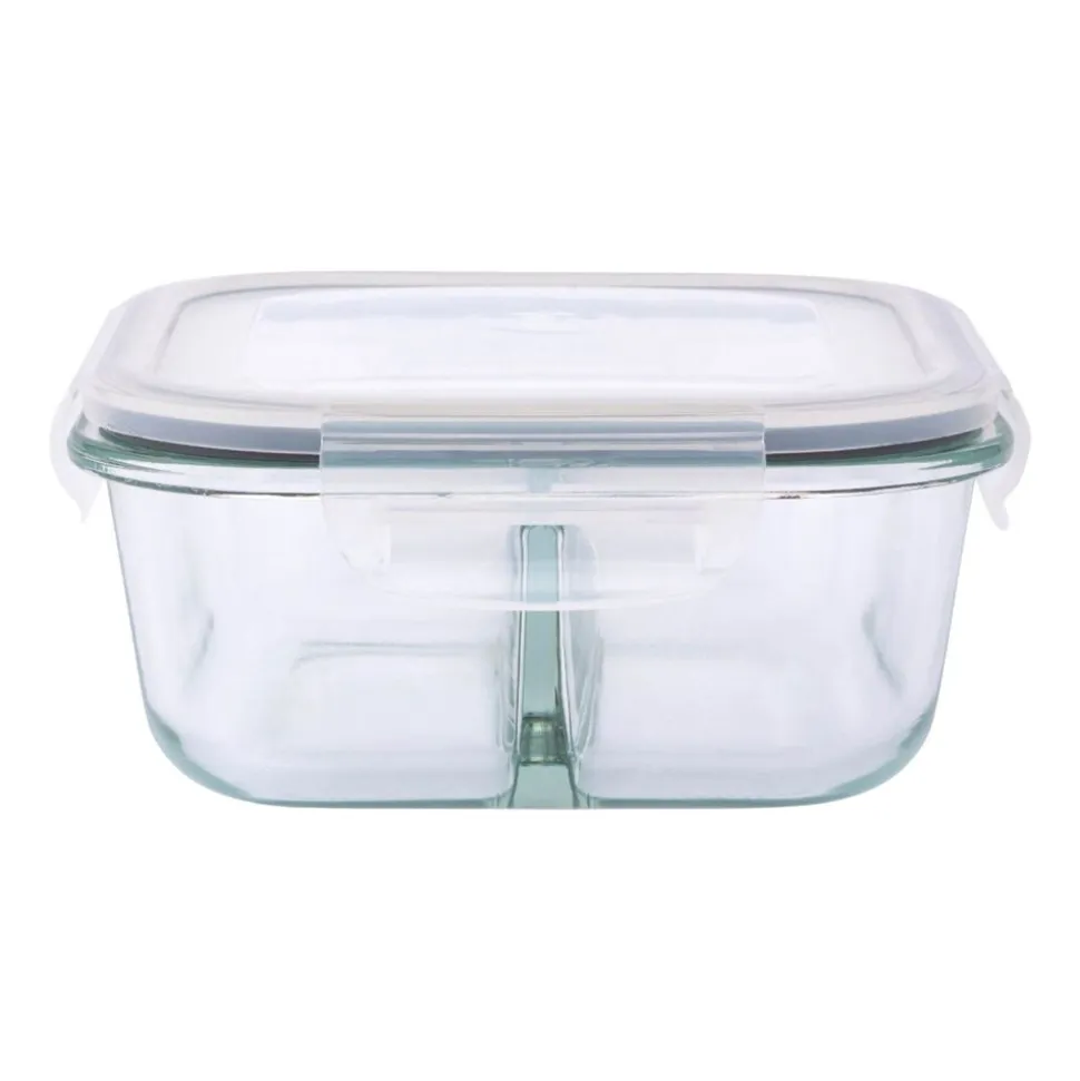 Komplet 2 szklanych pojemników Altom Design, 750 ml, 2 komory, kwadratowe