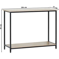 Konsola loft 106 x 35 x 81 cm OTE, 2 półki, melamina