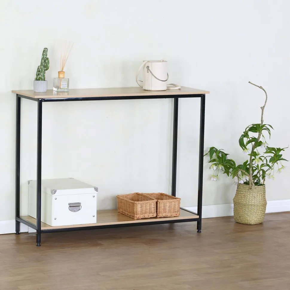 Konsola loft 106 x 35 x 81 cm OTE, 2 półki, melamina