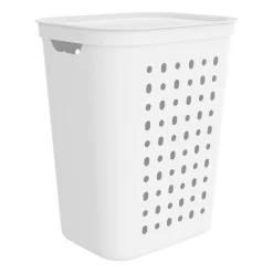 Kosz na bieliznę do prania Rotho Jona Mistletoe, 55 l, biały