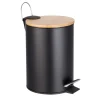 Kosz na śmieci Altom Design, 3 l, z bambusową pokrywką i pedałem, czarny