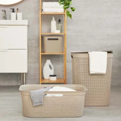 Kosz na pranie Brisen Rotho, 50 L, beżowy