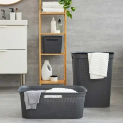 Kosz na pranie Brisen Rotho, 50 L, srebrny