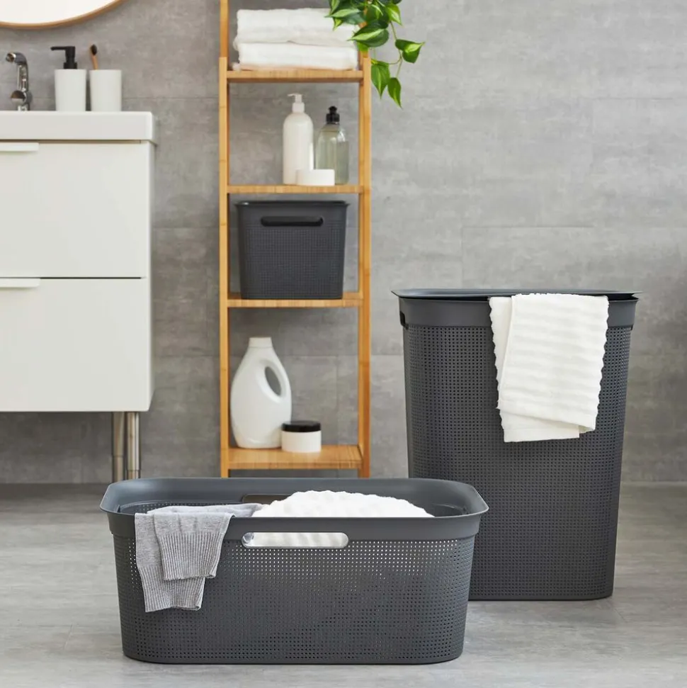 Kosz na pranie Brisen Rotho, 50 L, srebrny
