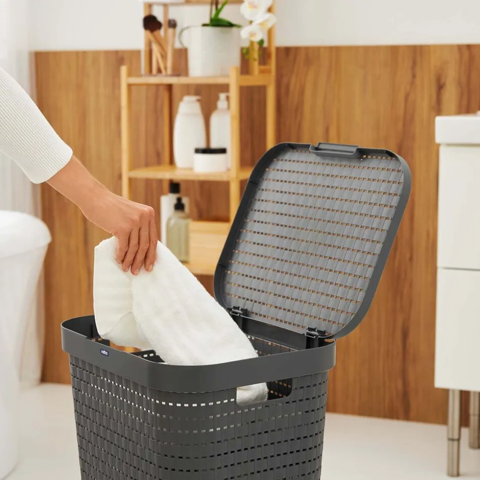 Kosz na pranie Country Rotho, 55 L, antracyt
