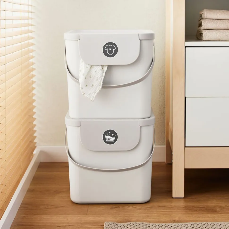 Kosz na pranie i pieluchy Rotho Kayo, 40 l, biały