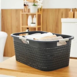 Kosz na pranie Rotho Country, 40 L, czarny