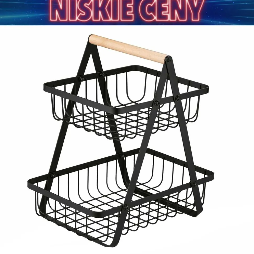 Koszyk na owoce Tadar, 2 poziomy, czarny