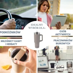 Kubek termczny z pokrywką Klausberg, 1,1 l, beżowy