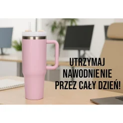 Kubek termiczny ze słomką Black Forest, 1200 ml, różowy