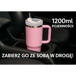 Kubek termiczny ze słomką Black Forest, 1200 ml, różowy