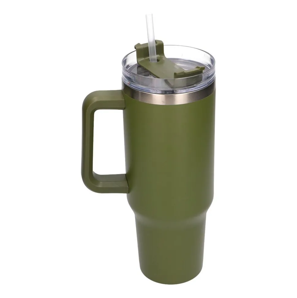 Kubek termiczny ze słomką Black Forest, 1200 ml, zielony