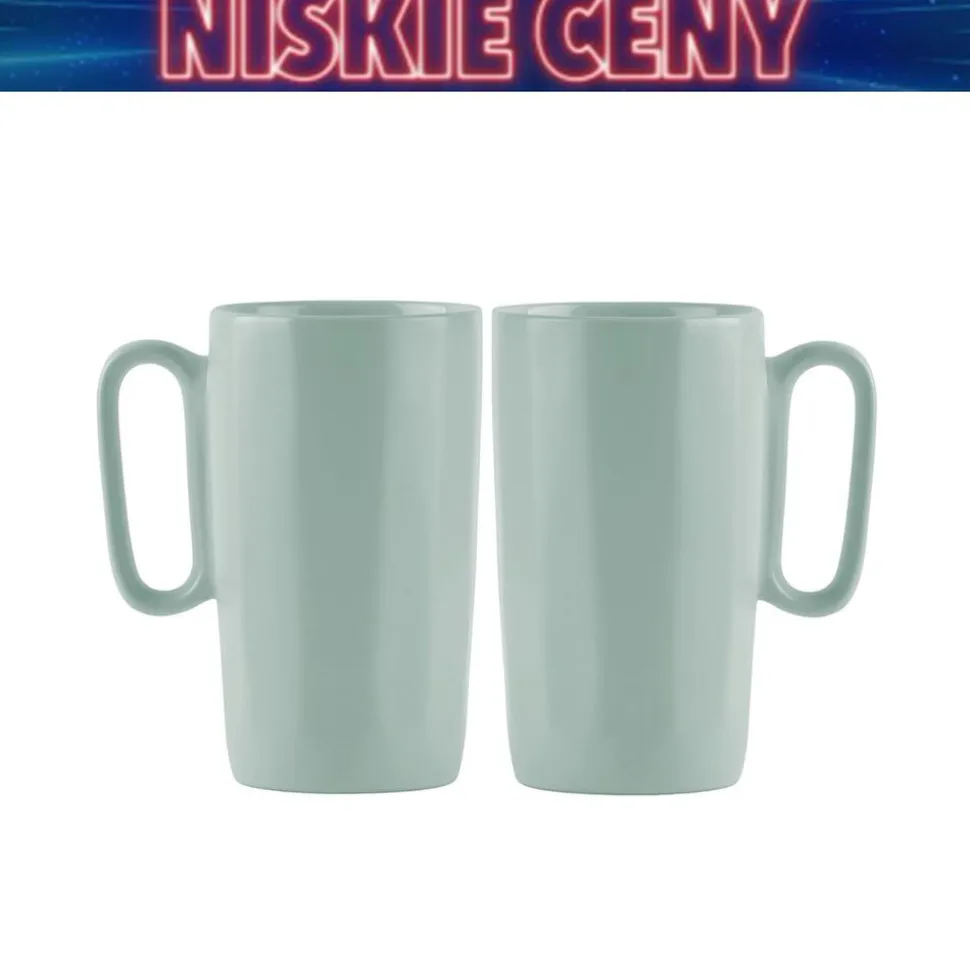 Kubki ceramiczne z uchem, Vialli Design Fuori, 330 ml, 2 sztuki, miętowe