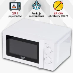 Kuchenka mikrofalowa Adler, 20 l, 5 poziomów mocy