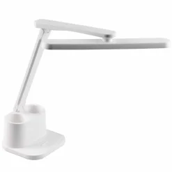 Lampa biurkowa Sanico Goldlux Bari LED, 4000K, z przybornikiem i podstawką na telefon, biała