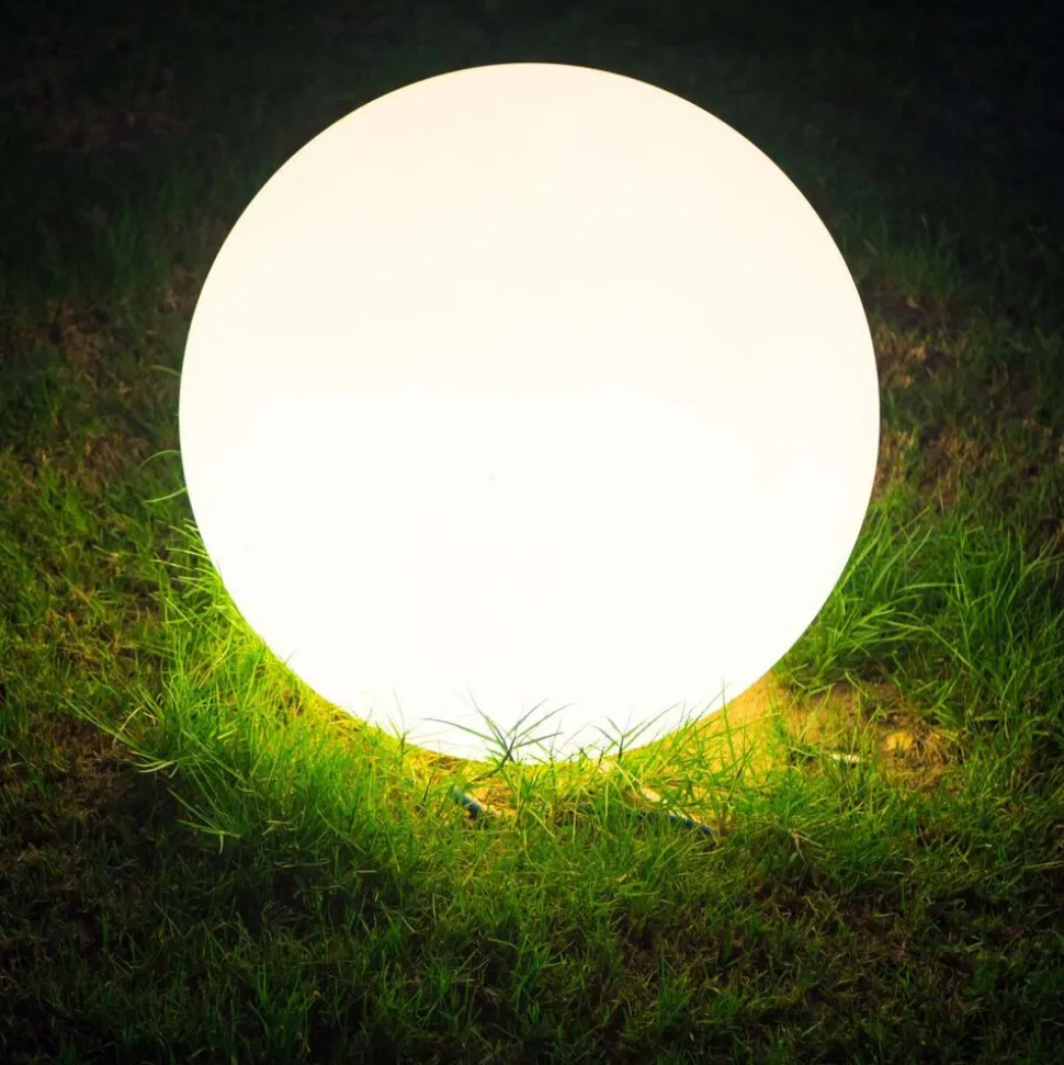 Lampa ogrodowa 30 cm, kula, E27, biała