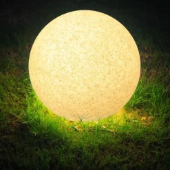 Lampa ogrodowa 40 cm, kula, E27, szara
