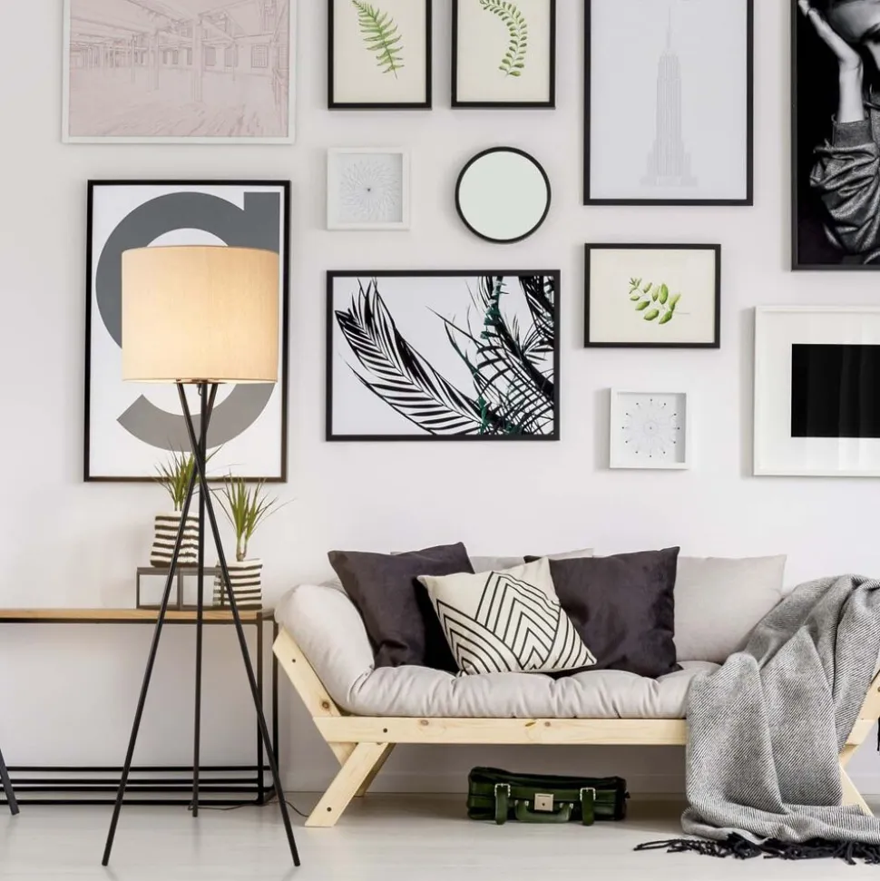 Lampa podłogowa Sanico Goldlux Tekla, E27, len naturalny
