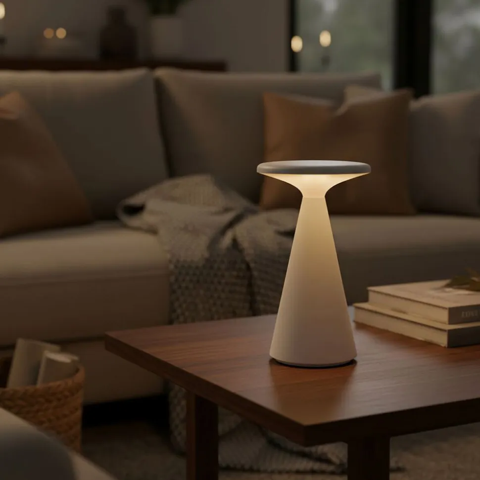 Lampa stołowa LED Sanico Goldlux Paros, USB-C, IP44, biała