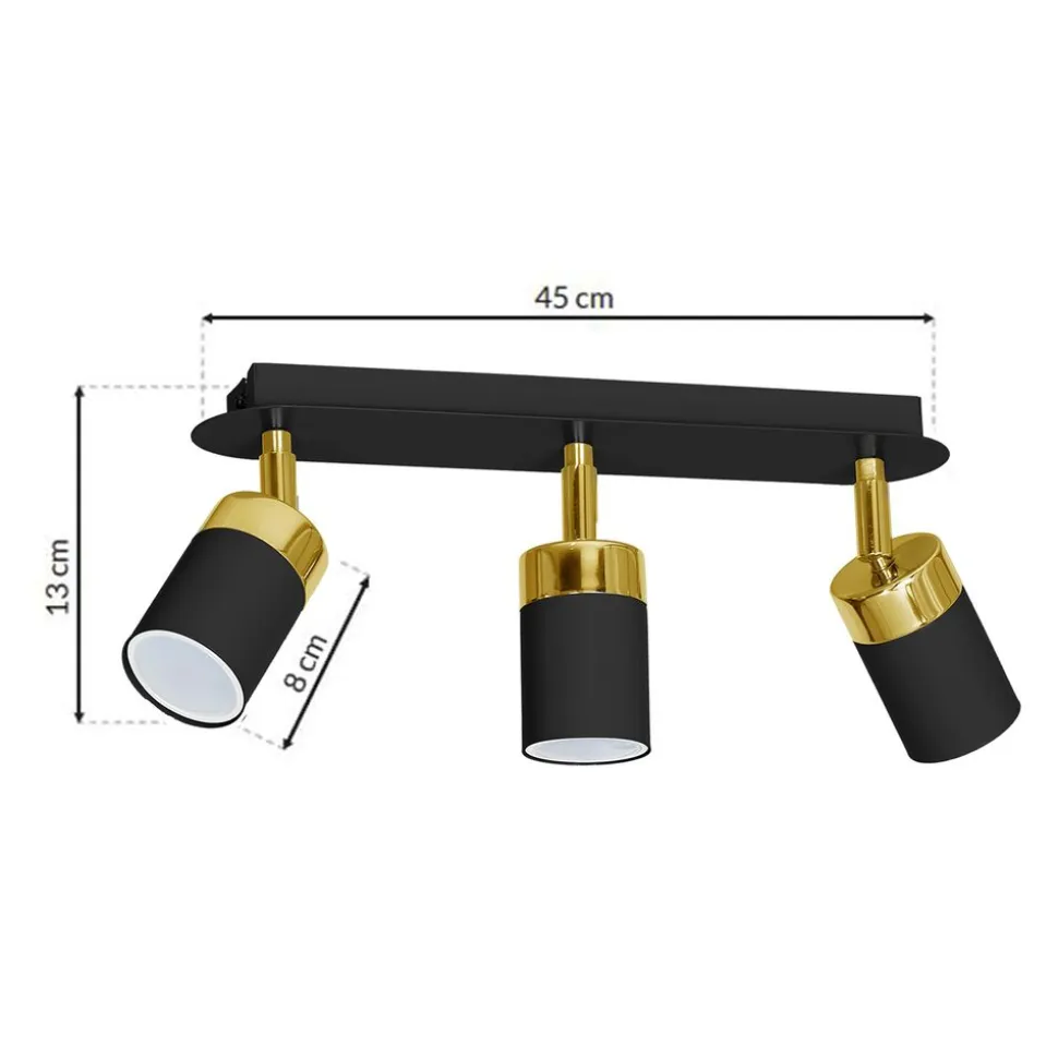 Lampa sufitowa Milagro Joker 3 x GU10, czarno-złota