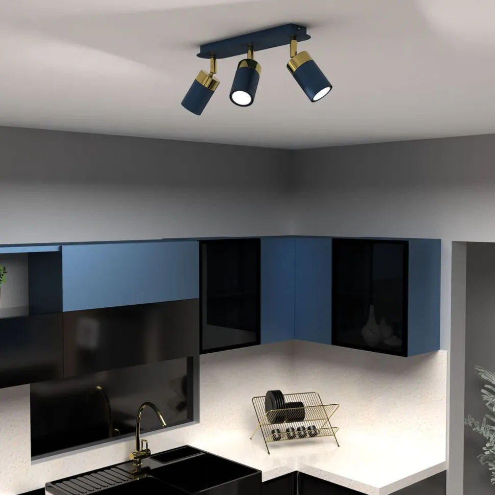 Lampa sufitowa Milagro Joker 3 x GU10, granatowo-złota