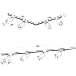 Lampa sufitowa Milagro Pipe Track 4 x GU10, na szynie, 1,5 m, złoty