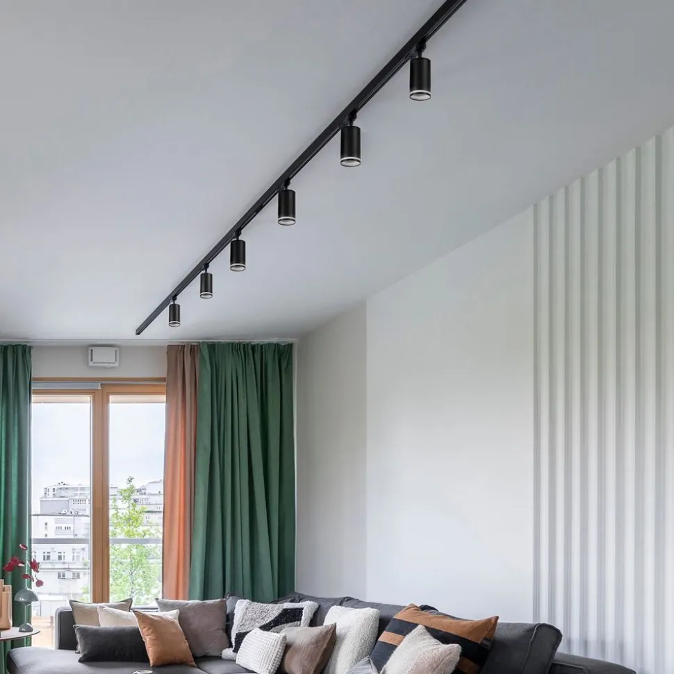 Lampa sufitowa Sanico Goldlux Paris 6 x GU10, na szynie, 2 x 1 m, czarna