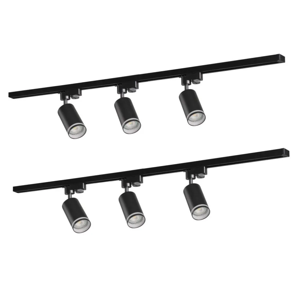 Lampa sufitowa Sanico Goldlux Paris 6 x GU10, na szynie, 2 x 1 m, czarna