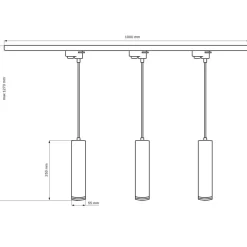 Lampa sufitowa wisząca Sanico Goldlux Paris, na szynie, 3 x 10GU, 1 m, czarna