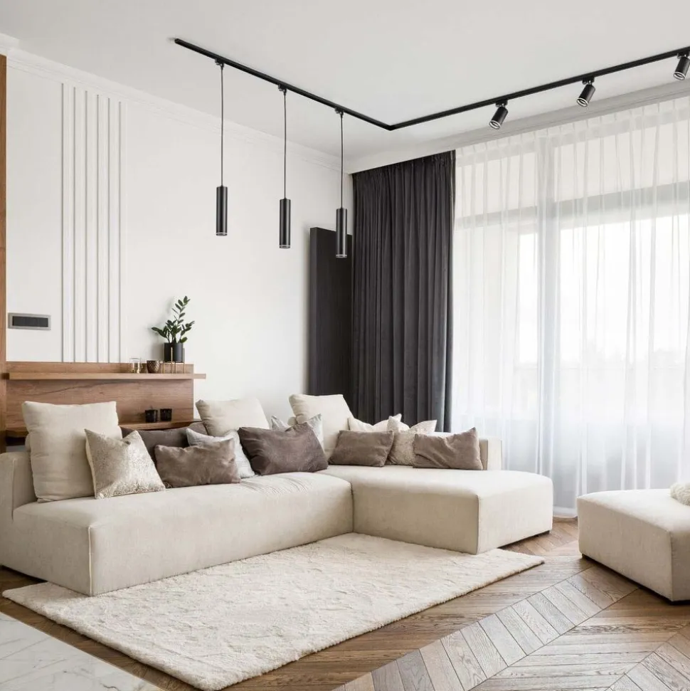Lampa sufitowa wisząca Sanico Goldlux Paris, na szynie, 3 x 10GU, 1 m, czarna