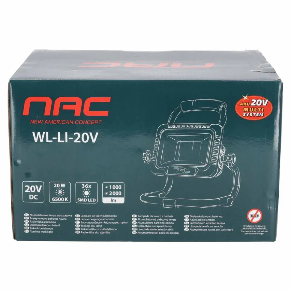 Lampa warsztatowa LED Nac WL-LI-20V, 20 V, 20 W