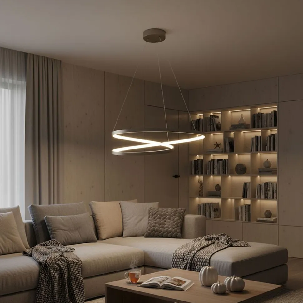 Lampa wisząca LED Sanico Goldlux Zefira, 50 cm, 4000K, nikiel
