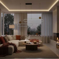 Lampa wisząca LED Sanico Goldlux Florentyna, 48 W, 4000K, trawertyn, czarna
