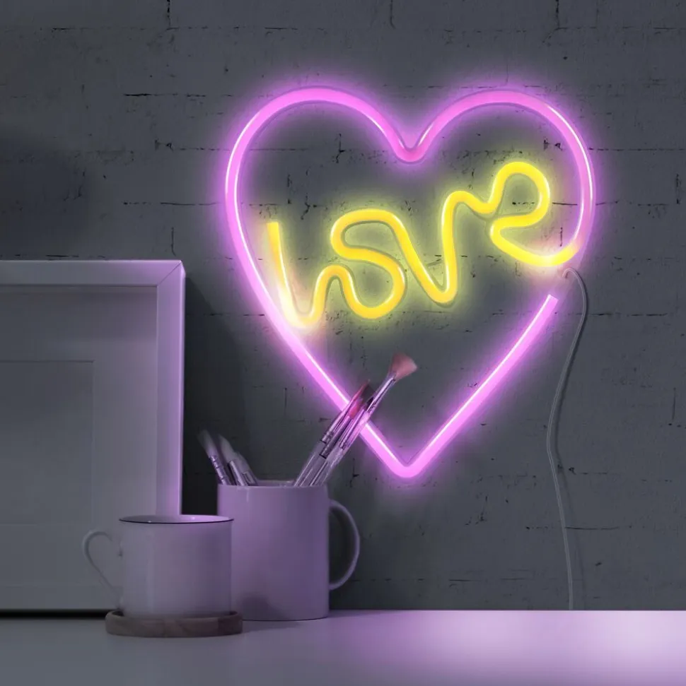 Lampka dekoracyjna LED Sanico Goldlux, neon serce love