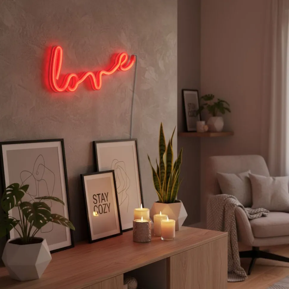 Lampka dekoracyjna LED Sanico Goldlux, neon love