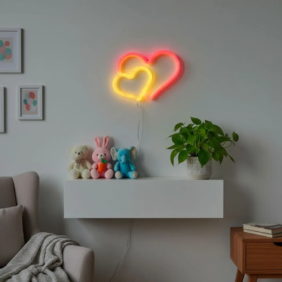 Lampka dekoracyjna LED Sanico Goldlux, neon serca