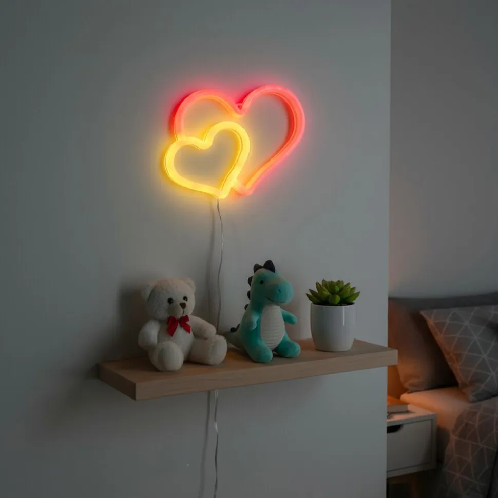 Lampka dekoracyjna LED Sanico Goldlux, neon serca