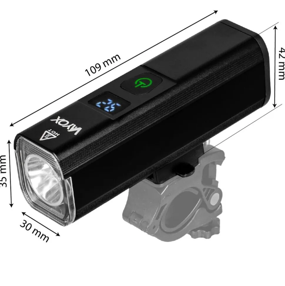 Lampka rowerowa przednia VAYOX VA0071, 1300 lm, akumulatorowa, z wyświetlaczem LED