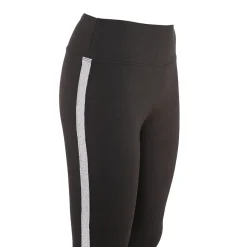Legginsy damskie, czarne ze srebrnym paskiem, rozmiar S/M