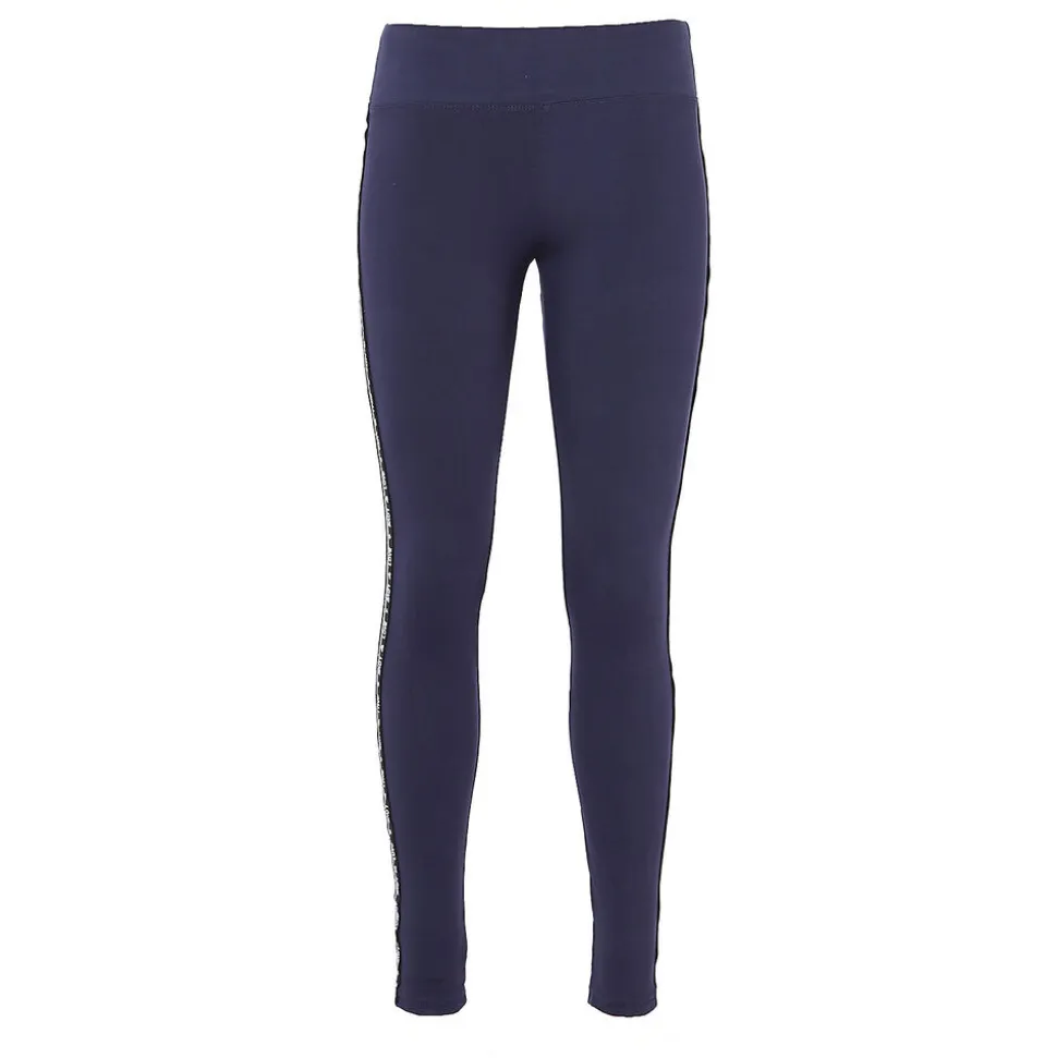 Legginsy damskie, niebieskie z lampasem Love, S/M, z wysokim stanem