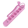 Listwa zasilająca Hykker, z USB, 1,5 m, 5 gniazd, różowa