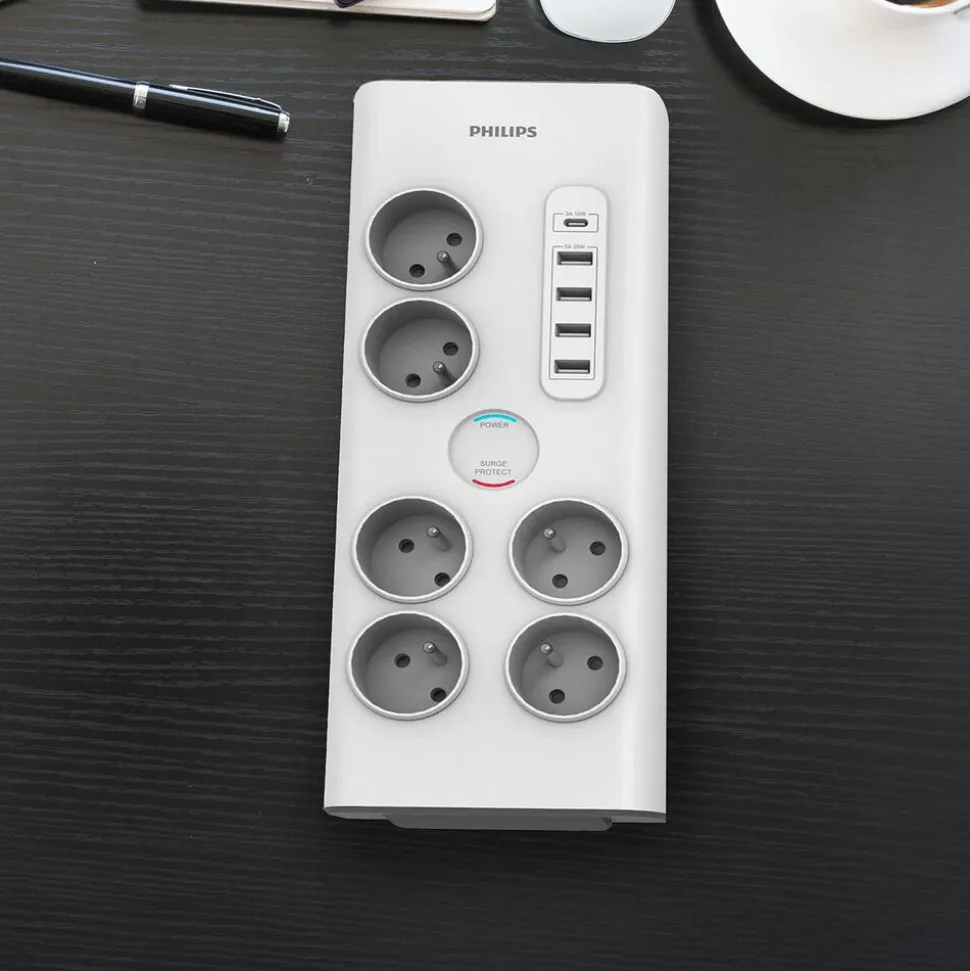 Listwa zasilająca Philips SPN7060WA, przeciwprzepięciowa, 2 m, 6 gniazd