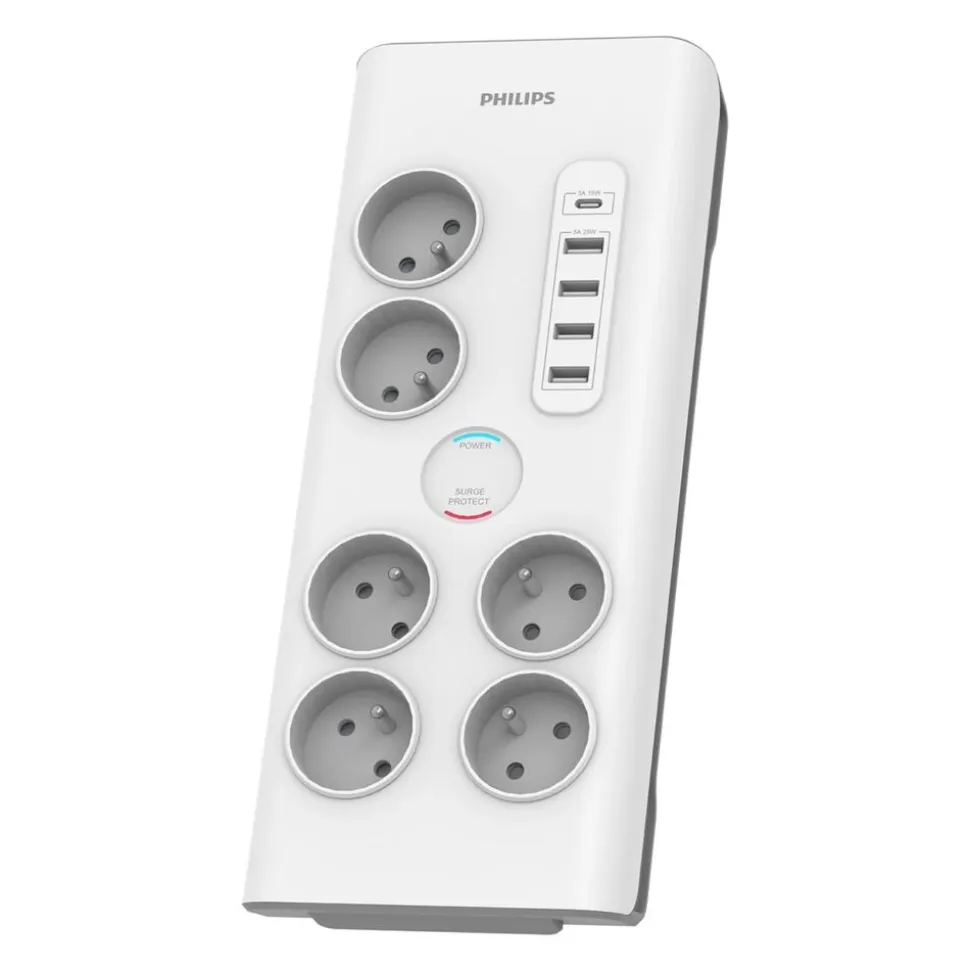 Listwa zasilająca Philips SPN7060WA, przeciwprzepięciowa, 2 m, 6 gniazd
